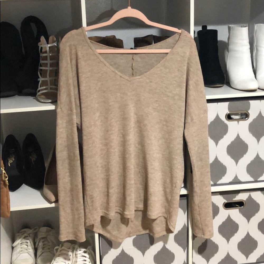 Tunic sweater with elbow accent